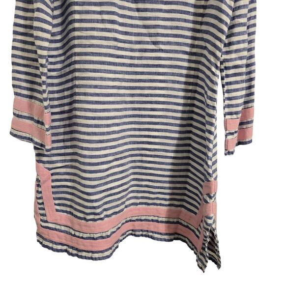 STS Sail to Sable Striped Tunic Top Navy Pink Trim Preppy 3/4 Sleeve Sz 4 - Picture 4 of 7